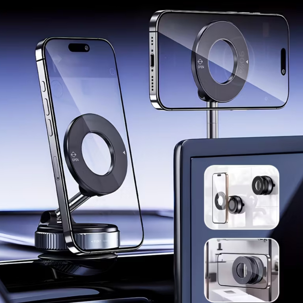 Supporto magnetico a ventosa girevole a 360° pieghevole