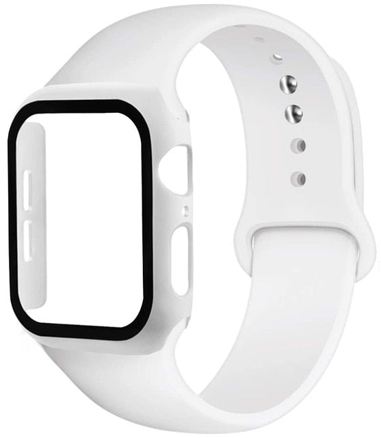 Cinturino in silicone + protezione in vetro temperato per Apple Watch