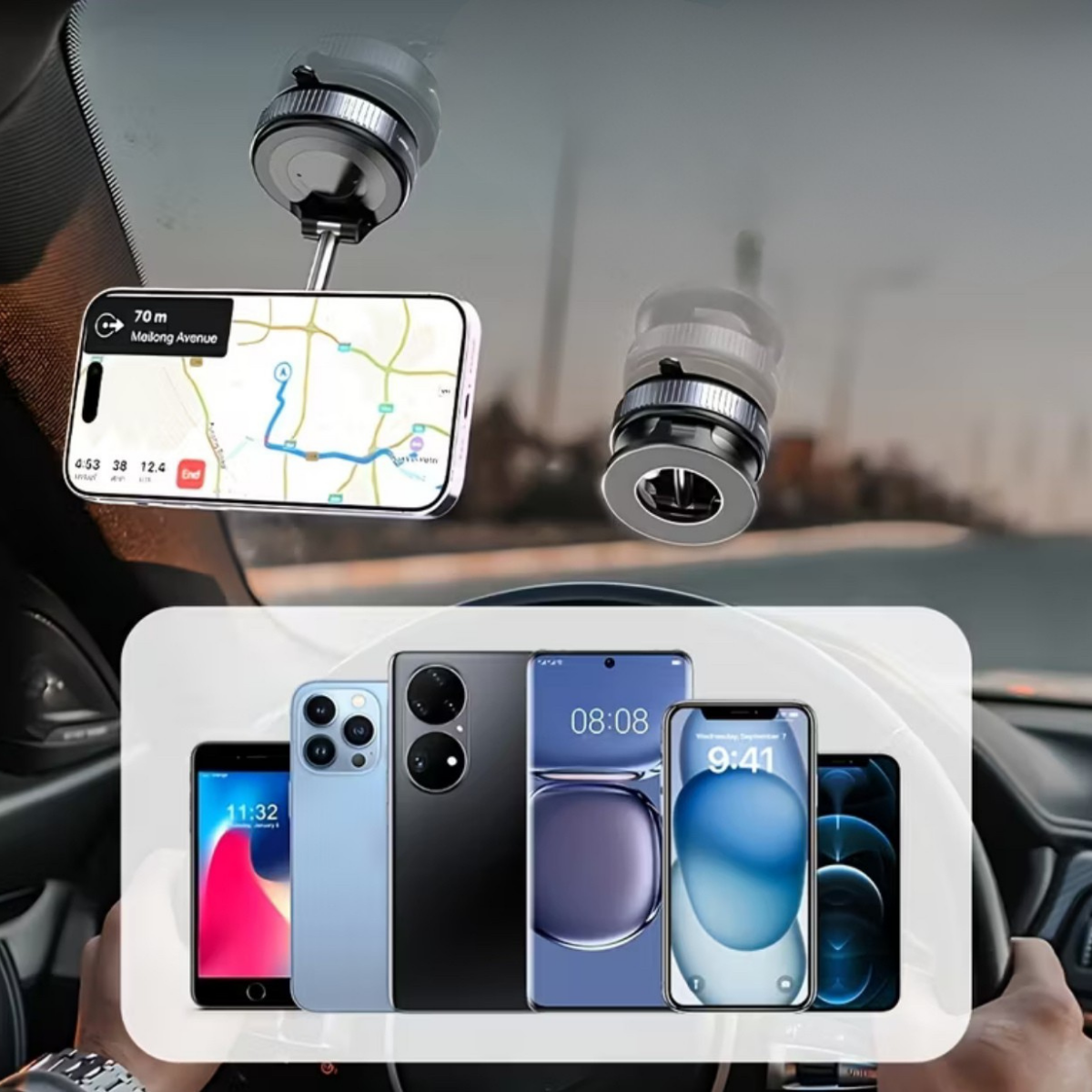 Supporto magnetico a ventosa girevole a 360° pieghevole