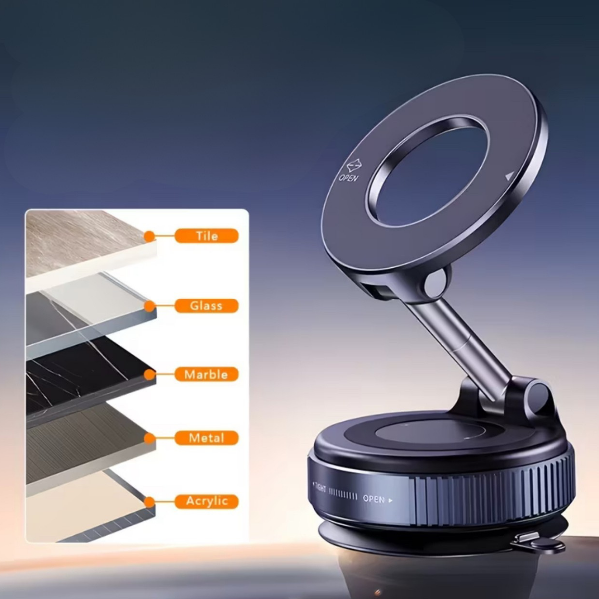 Supporto magnetico a ventosa girevole a 360° pieghevole