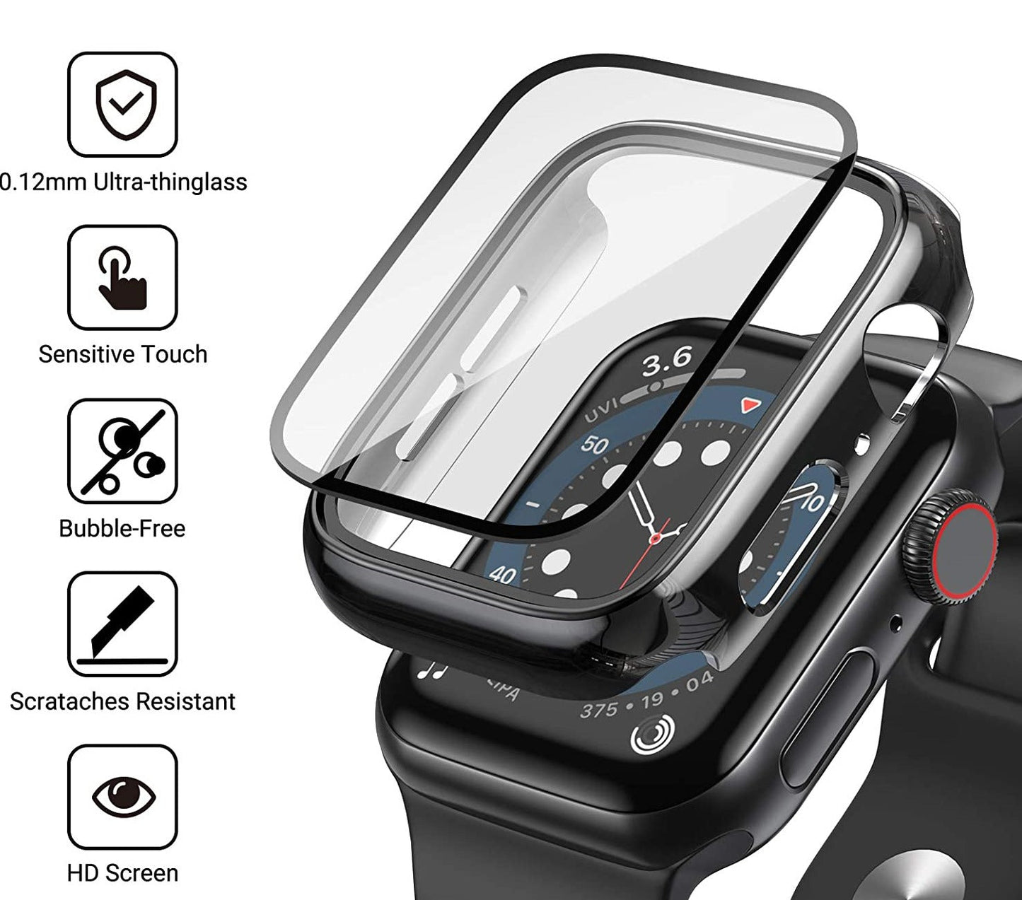 Crystal™ - Pellicola protettiva per Apple Watch con vetro temperato 