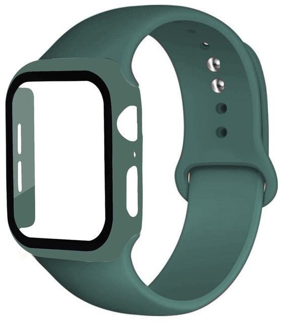 Cinturino in silicone + protezione in vetro temperato per Apple Watch