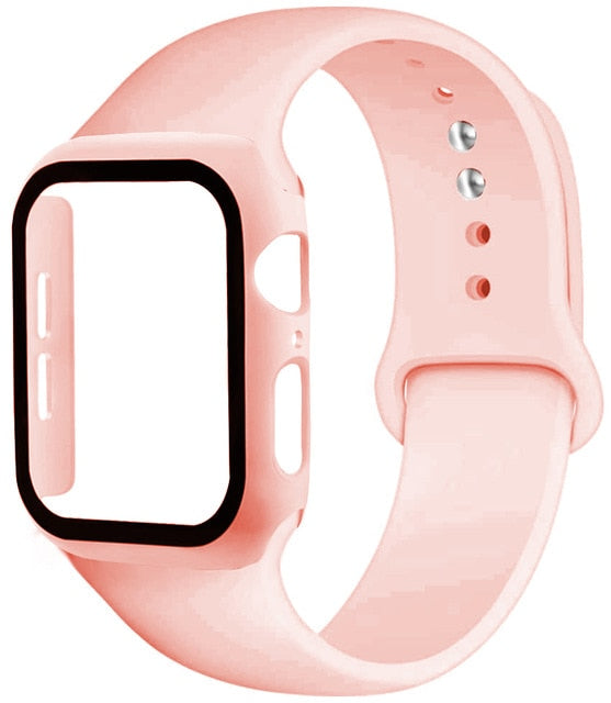 Cinturino in silicone + protezione in vetro temperato per Apple Watch