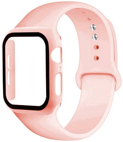Cinturino in silicone + protezione in vetro temperato per Apple Watch