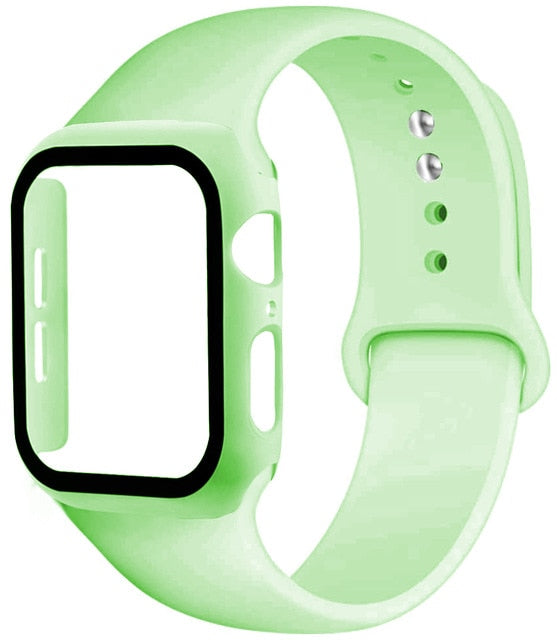 Cinturino in silicone + protezione in vetro temperato per Apple Watch