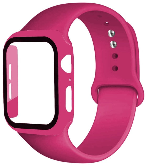 Cinturino in silicone + protezione in vetro temperato per Apple Watch