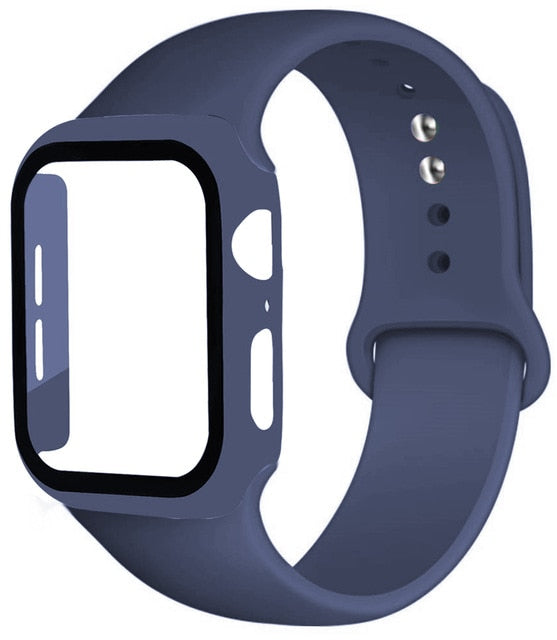 Cinturino in silicone + protezione in vetro temperato per Apple Watch