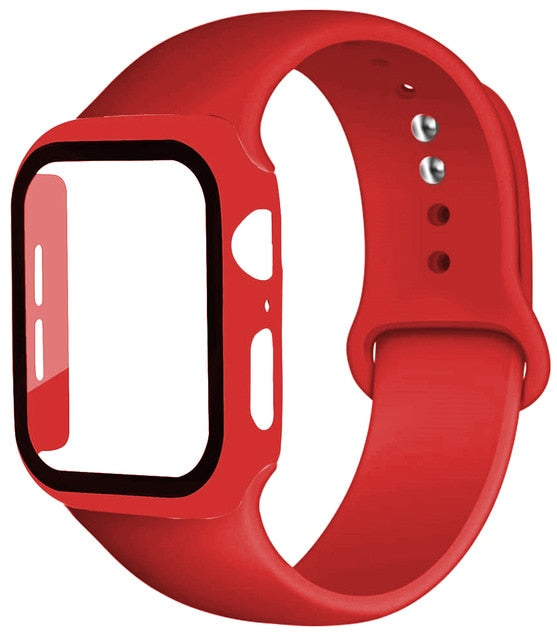Cinturino in silicone + protezione in vetro temperato per Apple Watch